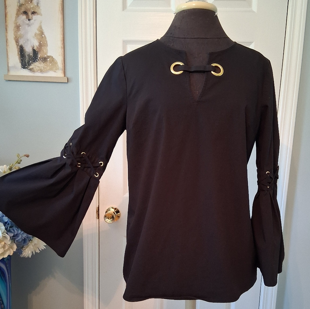 Michael Kors Black Blouse with Gold Details